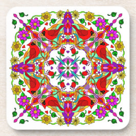 Hübsche farbenfrohe Kardinäle und Blume Getränkeuntersetzer