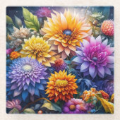 Hübsche Farbenfrohe Kunst Blume Glasuntersetzer (Vorderseite)