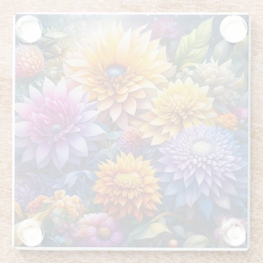 Hübsche Farbenfrohe Kunst Blume Glasuntersetzer (Rückseite)