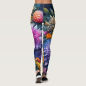 Hübsche Farbenfrohe Kunst Blume Leggings (Rückseite)