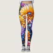 Hübsche Farbenfrohe Kunst Blume Leggings (Vorderseite)