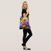 Hübsche Farbenfrohe Kunst Blume Tasche (Am Model)