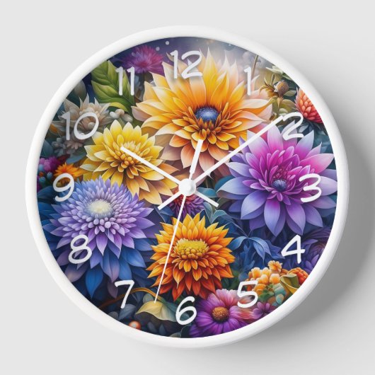 Hübsche Farbenfrohe Kunst Blume Uhr (Vorderseite)