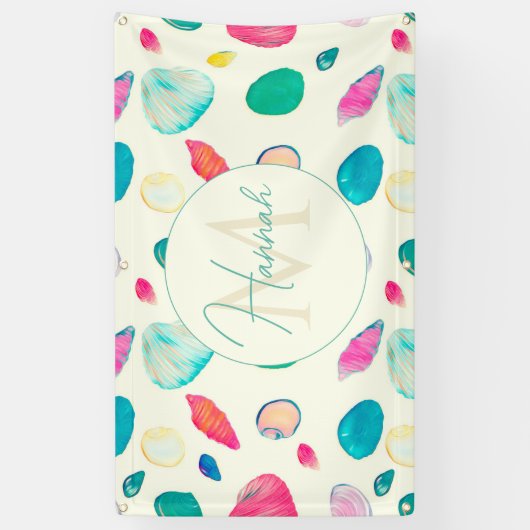 Hübsche farbenfrohe Muscheln Beige Muster Banner (Vertikal)