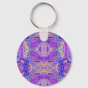 Hübsche farbenfrohe Paisley-Muster-Tasse Schlüsselanhänger