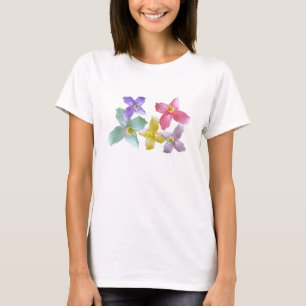 Hübsche, farbenfrohe rosa, violette, gelbe, blaue T-Shirt
