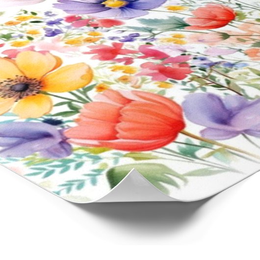 Hübsche Farbenfrohe Sommer-Blume Kunst, Dichtung u Poster (Ecke)