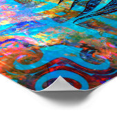 Hübsche farbenfrohe türkisfarbene Pfau Abstrakt Poster (Ecke)