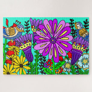 Hübsche farbenfrohe Volkskunst im Stil von Vogel u Puzzle