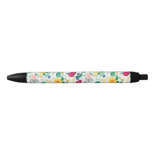 Hübsche Farbenfrohe Wildblumen Weißes Design Kugelschreiber