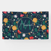 Hübsche Farbenfrohe Wilde Blume Navy Blue Design Banner (Horizontal)