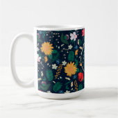 Hübsche Farbenfrohe Wilde Blume Navy Blue Design Kaffeetasse (Links)