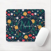 Hübsche Farbenfrohe Wilde Blume Navy Blue Design Mousepad (Mit Mouse)