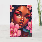 Hübsche Farbfrau mit Blume Geburtstag Karte (Vorderseite)