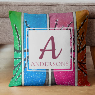 Hübsche Farbige Blau Grün Orange Pink Monogramm Kissen