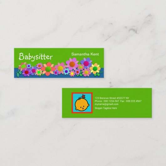 Hübsche farbige Blume Babysitter Mini Visitenkarte (Vorne/Hinten)