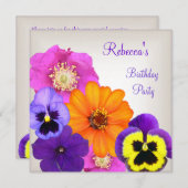 Hübsche farbige Blume Cremeweiß Gelb Lila Einladung (Vorne/Hinten)