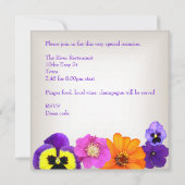 Hübsche farbige Blume Cremeweiß Gelb Lila Einladung (Rückseite)