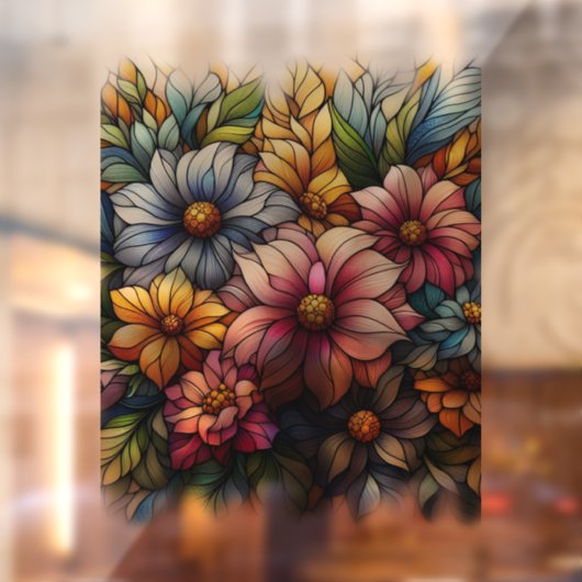 Hübsche Farbige Blume Fensterklammer Fensteraufkleber (Blatt 2)