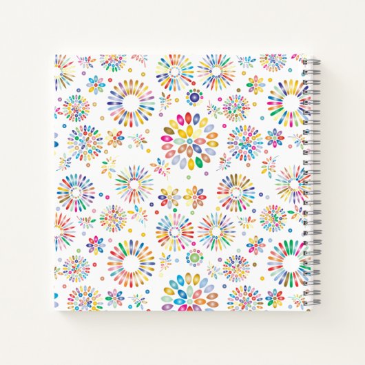 Hübsche farbige Blume Muster auf Weiß Notizblock (Rückseite)