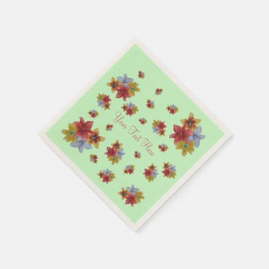 hübsche farbige Blume rot und gelb Serviette (Ecke)