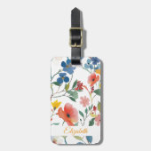 Hübsche Farbige Blume Wasserfarben personalisieren Gepäckanhänger (Vorderseite vertikal)