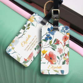 Hübsche Farbige Blume Wasserfarben personalisieren Gepäckanhänger