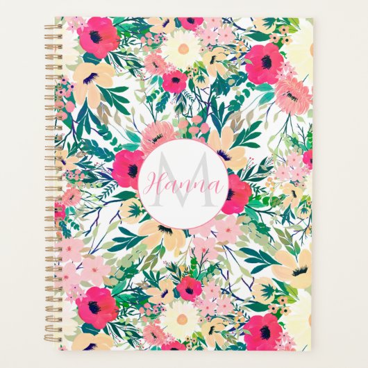 Hübsche farbige Blume Weiß Botanisch Planer (Vorderseite)