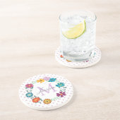 Hübsche farbige Blume Wreath Personalisiert Dotty Getränkeuntersetzer (Seite)