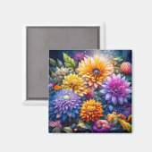 Hübsche Farbige Digital Ai Art Blume Magnet (Vorderseite/Rückseite)