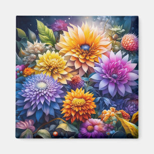 Hübsche Farbige Digital Ai Art Blume Magnet