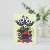 Hübsche, farbige Katzen Postkarte (Stehend Vorderseite)