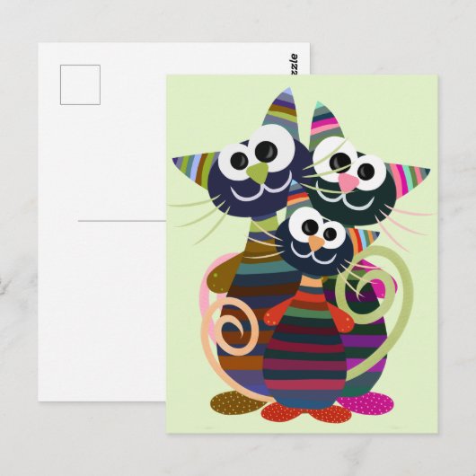 Hübsche, farbige Katzen Postkarte (Vorne/Hinten)