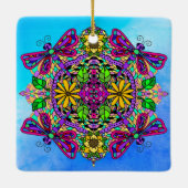 Hübsche farbige Libelle Mystical Mandala Ceram Keramikornament (Rückseite)