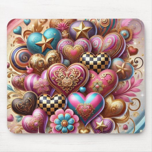HÜBSCHE FARBIGE VALENTINSTAG HERZEN MOUSEPAD (Vorne)
