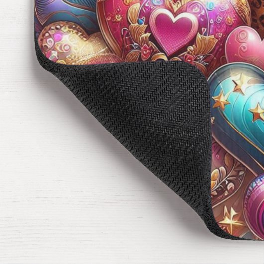 HÜBSCHE FARBIGE VALENTINSTAG HERZEN MOUSEPAD (Ecke)