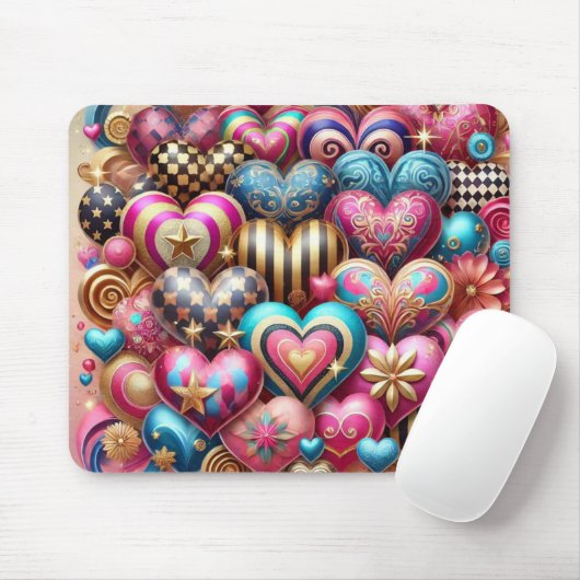HÜBSCHE FARBIGE VALENTINSTAG HERZEN MOUSEPAD (Mit Mouse)