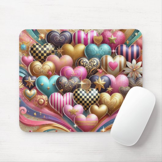 HÜBSCHE FARBIGE VALENTINSTAG HERZEN MOUSEPAD (Mit Mouse)