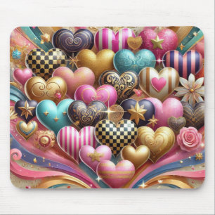HÜBSCHE FARBIGE VALENTINSTAG HERZEN MOUSEPAD
