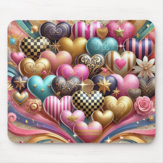 HÜBSCHE FARBIGE VALENTINSTAG HERZEN MOUSEPAD (Vorne)