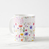 Hübsche Farbige Wildblume Muster Pink Mama Kaffeetasse (Vorderseite Links)