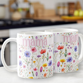 Hübsche Farbige Wildblume Muster Pink Mama Kaffeetasse