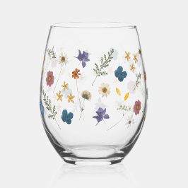 Hübsche farbige Wildblumen Weinglas Ohne Stiel
