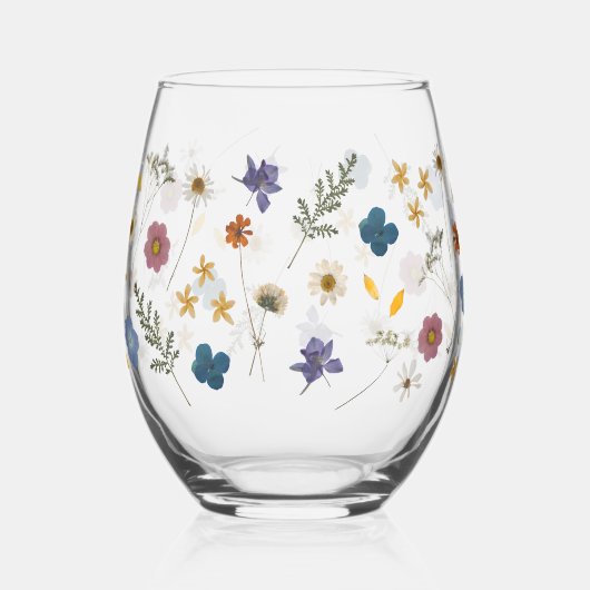 Hübsche farbige Wildblumen Weinglas Ohne Stiel (Vorderseite)