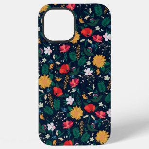 Hübsche Farbige Wilde Blumen Marineblaues Design iPhone 12 Pro Max Hülle