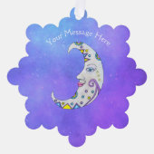 Hübsche, farblich dekorierte Crescent Moon Face Sk Ornament Karte (Vorderseite)