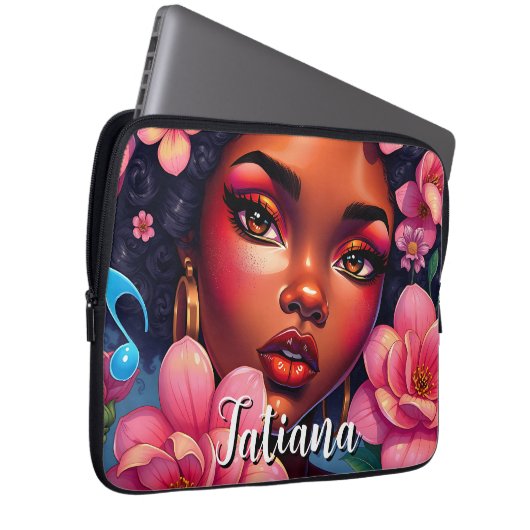 Hübsche farbrosa Blume Personalisiert Laptopschutzhülle (Vorne Rechts)