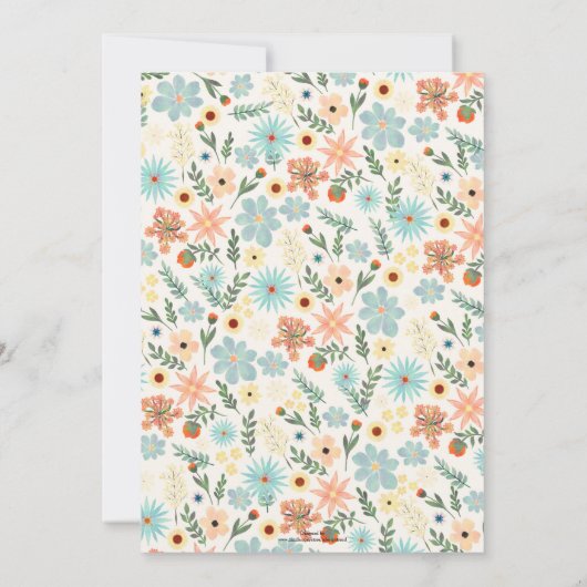 Hübsche Farbtöne, florweiße Farbe Einladung (Rückseite)