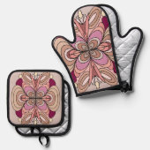 Hübsche Farbtöne Oven Mitt & Pot Holder Ofenhandschuh & Topflappen-Set (Vorderseite/Rückseite)