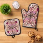 Hübsche Farbtöne Oven Mitt & Pot Holder Ofenhandschuh & Topflappen-Set (Oben Unten)